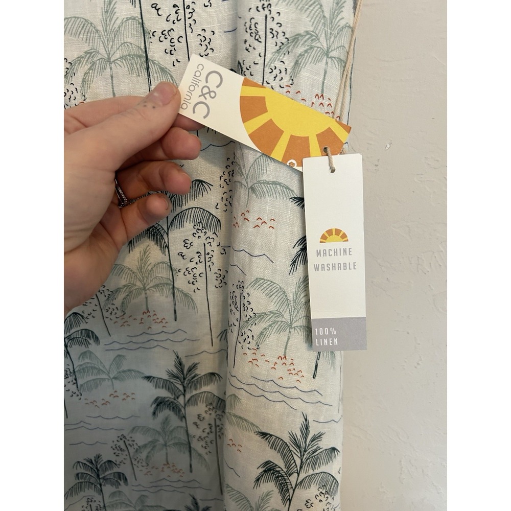 C&C California Linen Bali Palm Trapeze Tank Dress M NWT Resort Tropical Beach - Picture 6 of 10